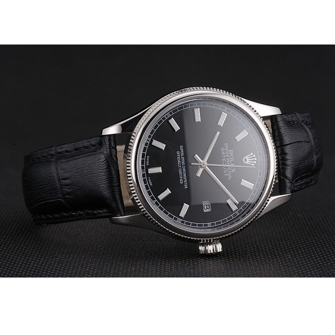 Good copy rolex watches Steel Black Rolex Dial And Swiss Datejust Bracelet Stainless Case 0804